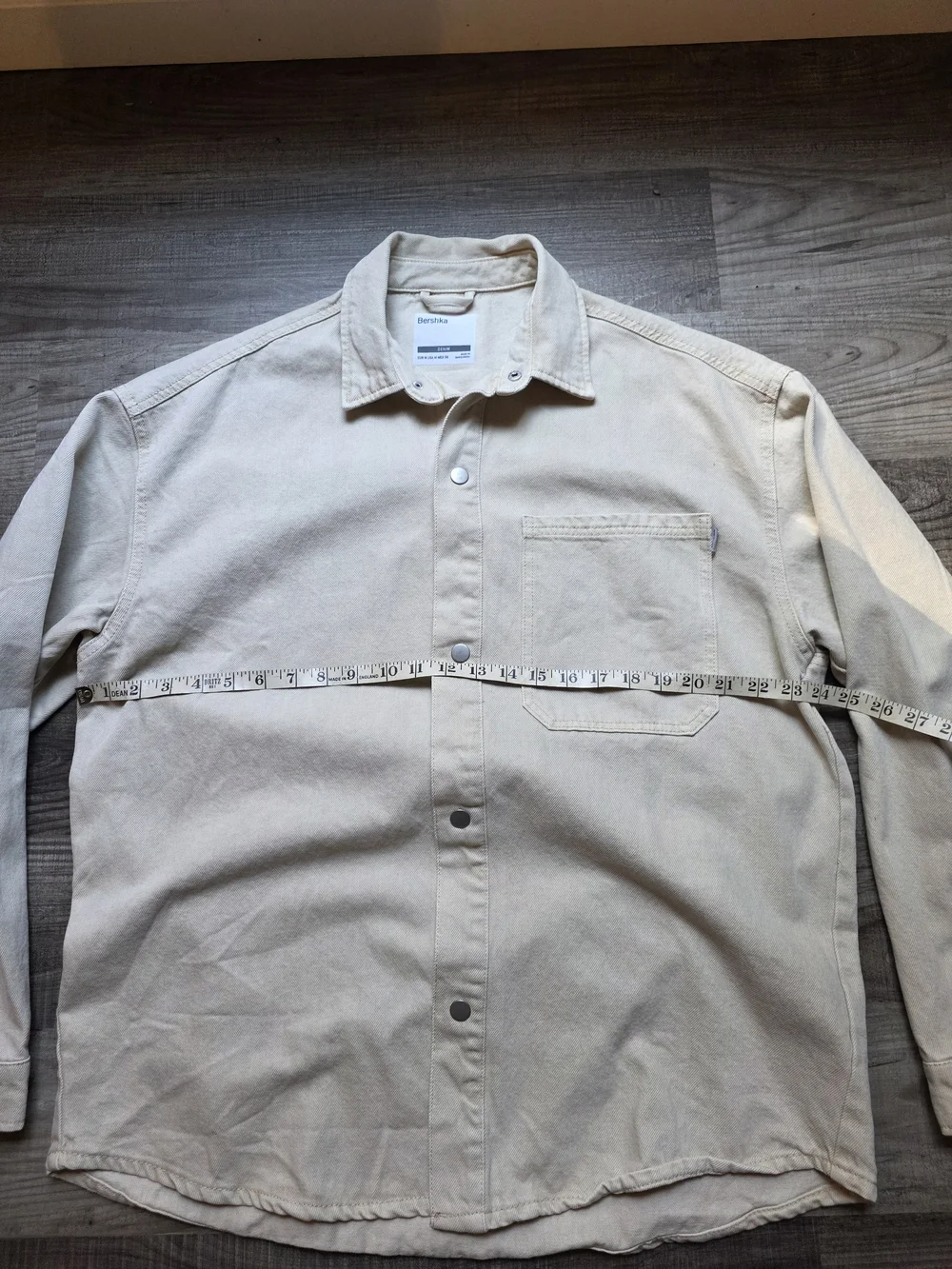 Bershka Men's Light Beige Button-Down Shacket
